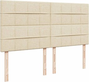 vidaXL Κρεβάτι Boxspring με Στρώμα Κρεμ 200x200 εκ. Υφασμάτινο