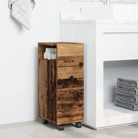 vidaXL Ντουλάπι Μπάνιου Στενό με Ροδάκια Όψη Παλαιού Ξύλου Επεξ. Ξύλο