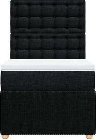 vidaXL Κρεβάτι Boxspring με Στρώμα Μαύρο 80 x 200 εκ. Υφασμάτινο