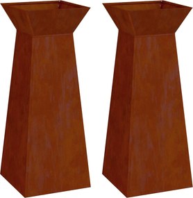 vidaXL Γλάστρα Πυλώνας 2 τμχ. Σκ rusty 40 x 40 x 100 cm