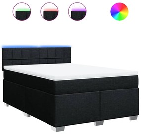 Κρεβάτι Boxspring με Στρώμα Μαύρο 160x200 εκ. Υφασμάτινο - Μαύρο