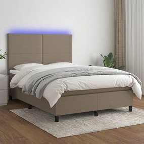 ΚΡΕΒΑΤΙ BOXSPRING ΜΕ ΣΤΡΩΜΑ &amp; LED TAUPE 140X190 ΕΚ. ΥΦΑΣΜΑΤΙΝΟ 3134713