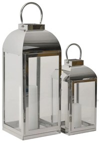 Φανάρια Inox 838059 (Σετ 2Τμχ) 15,5x15,5x30/19,5x19,5x45cm Silver Ankor Ανοξ.Ατσάλι,Γυαλί