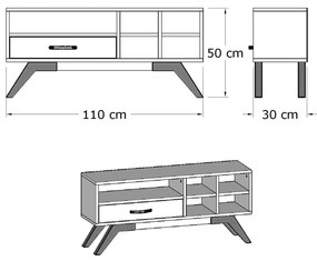 ΕΠΙΠΛΟ ΤΗΛΕΟΡΑΣΗΣ CRONOS ΚΑΡΥΔΙ ΛΕΥΚΟ HM9314 110x30x50Y εκ.