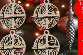 Intra απο ξύλο plywood 3mm-4mm πάχος Τρισδιάστατο Χριστουγεννιάτικων Μπάλων V20 Δίασταση 1x1 cm INTRAFABR-108537702