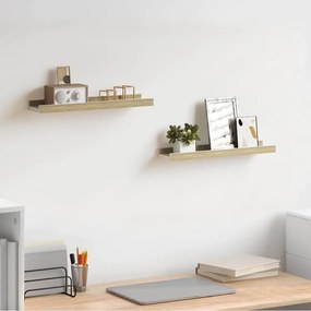 vidaXL Ράφια Τοίχου 2 τεμ. Λευκό και Sonoma Δρυς 40 x 9 x 3 εκ.