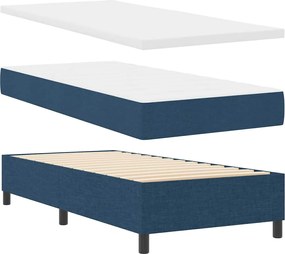 vidaXL LED Κρεβάτι με βάθρο με κεφαλάρι Μπλε 100 x 200 cm ύφασμα