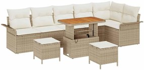 vidaXL Σετ Καναπέ Κήπου 9 pcs Μπεζ συνθετικό ρατάν