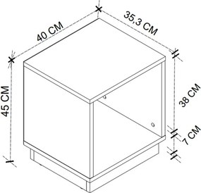 Κομοδίνο Gino Megapap χρώμα λευκό 40x35,3x45εκ.