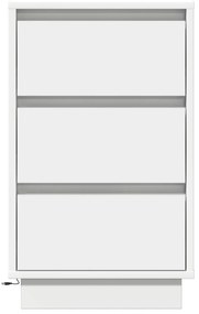 vidaXL κομοδίνο  με LED Λευκό 39x34.5x65 εκ Επεξεργασμένο Ξύλο