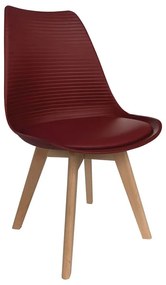 ΕΜ136,02S MARTIN STRIPE Καρέκλα Ξύλινο Πόδι, PP Μπορντώ Φυσικό/Κόκκινο,  Ξύλο/PP - PC - ABS, , 4 Τεμάχια