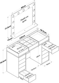 Τουαλέτα Μακιγιάζ Λευκό BRUFE 120x44.5x79.8