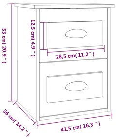 Κομοδίνα Επιτοίχια 2 τεμ. Λευκά 41,5x36x53 εκ. - Λευκό