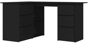 vidaXL Γραφείο Γωνιακό Μαύρο 145 x 100 x 76 εκ. από Επεξ. Ξύλο