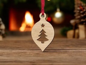 Intra απο ξύλο plywood 3mm-4mm πάχος – Οβάλ στολίδι με χριστουγεννιάτικο δέντρο και αστέρι 50x60 cm INTRAVECTRY-MY543945