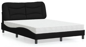 vidaXL Κρεβάτι με Στρώμα Μαύρο 140x200 εκ. Υφασμάτινο