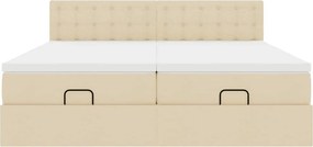 vidaXL Οθωμανικό Κρεβάτι με Στρώματα Κρέμα 160x200cm Ύφασμα