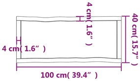 Επιφ Τραπεζιού Αν Καφέ 100x40x(2-6)εκ.Ακατέργ. Μασίφ Ξύλο Δρυός - Καφέ