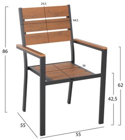 ΠΟΛΥΘΡΟΝΑ ΑΛΟΥΜΙΝΙΟΥ SAGA  ΑΝΘΡΑΚΙ-POLYWOOD ΣΕ ΦΥΣΙΚΟ 55x55x86Υεκ.