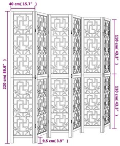 Διαχωριστικό Χώρου με 6 Πάνελ Καφέ από Μασίφ Ξύλο Παυλώνιας - Καφέ