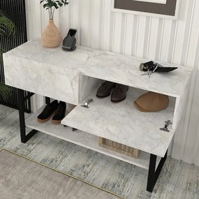 Κονσόλα Aron Megapap χρώμα λευκό εφέ μαρμάρου 138,8x41x75,7εκ.