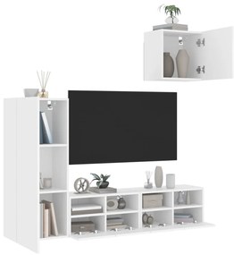 vidaXL Έπιπλα Τοίχου Τηλεόρασης 4 Τεμ. Λευκά από Επεξεργασμένο Ξύλο