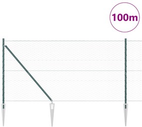 vidaXL Hexagon Fence Πράσινος 1,4x100 m Χάλυβα