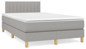 Κρεβάτι Boxspring με Στρώμα Ανοιχτό Γκρι 120x200 εκ. Υφασμάτινο - Γκρι