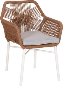 ΠΟΛΥΘΡΟΝΑ TOPIN HM6048.11 ΑΛΟΥΜΙΝΙΟ ΛΕΥΚΟ-P.E. RATTAN ΜΠΕΖ 59x63x81Υεκ