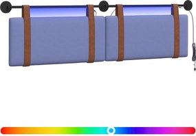 vidaXL Κεφαλάρι κρεβατιού κρεμαστό Μπλε τζην Αντίκα PU