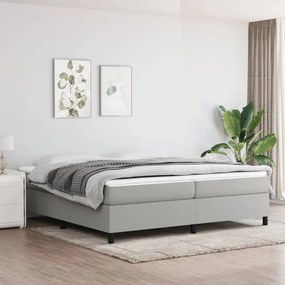 Κρεβάτι Boxspring με Στρώμα Ανοιχτό Γκρι 200x200 εκ. Υφασμάτινο - Γκρι