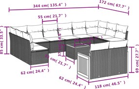 vidaXL Σετ Καναπέ Κήπου 13τεμ Μπεζ Συνθ. Ρατάν με Μαξιλάρια