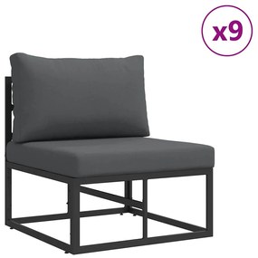 vidaXL Σετ Καναπέ Κήπου με μαξιλάρι 14 pcs Μαύρο Αλουμίνιο