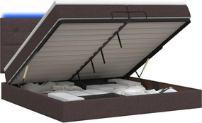 vidaXL Κρεβάτι Ottoman με Στρώμα και LED Σκούρο Καφέ 200 x 200 cm