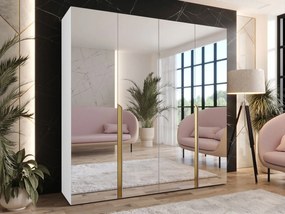 Ντουλάπα Mila II Τετράφυλλη-Λευκό - Χρυσό