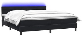 vidaXL Κρεβάτι Boxspring με Στρώμα Μαύρο 180x210 εκ. Βελούδινο