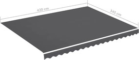 vidaXL Ανταλλακτικό Ύφασμα Τέντας Ανθρακί 430x345 εκ. Πολυεστέρας