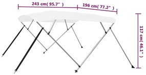 Τέντα Σκάφους με 4 Αψίδες Λευκή 243 x 196 x 137 εκ.