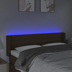 vidaXL Κεφαλάρι Κρεβατιού LED Σκούρο Καφέ 147x16x78/88 εκ. Υφασμάτινο