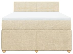 Κρεβάτι Boxspring με Στρώμα Κρεμ 140x190 εκ. Υφασμάτινο - Κρεμ