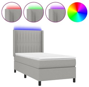 ΚΡΕΒΑΤΙ BOXSPRING ΜΕ ΣΤΡΩΜΑ &amp; LED ΑΝ.ΓΚΡΙ 90X200 ΕΚ. ΥΦΑΣΜΑΤΙΝΟ 3138445