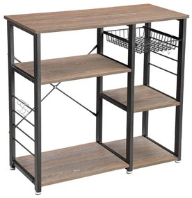 Μεταλλική Ραφιέρα Κουζίνας με 5 Ράφια 90 x 40 x 84 cm Χρώματος Καφέ VASAGLE KKS90BH KKS90BH