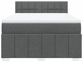 Κρεβάτι Boxspring με Στρώμα Σκούρο Γκρι 140x200 εκ Υφασμάτινο - Γκρι