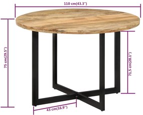 vidaXL Τραπεζαρία 110 x 75 εκ. από Μασίφ Ξύλο Μάνγκο
