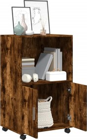 vidaXL Ντουλάπι Με Ροδάκια Καπνιστή Δρυς 55x40x91 εκ. Επεξ. Ξύλο