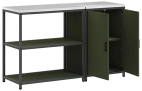 vidaXL Σετ Αποθήκευσης Κουζίνας με ράφι με πόρτα 2 pcs Ελιά Πράσινη