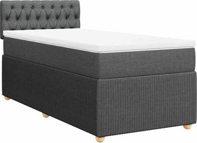 vidaXL Κρεβάτι Boxspring με Στρώμα Σκούρο Γκρι 90x190 εκ. Υφασμάτινο