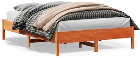 vidaXL Σκελετός Κρεβατιού Χωρίς Στρώμα Καφέ 140x200 Μασίφ Ξύλο Πεύκου