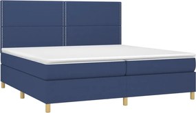 vidaXL Κρεβάτι Boxspring με Στρώμα Μπλε 200x200 εκ. Υφασμάτινο