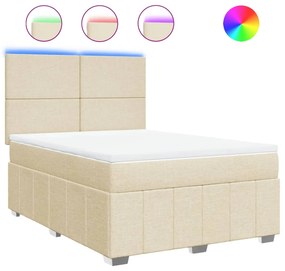 vidaXL Κρεβάτι Boxspring με Στρώμα Κρεμ 140x200 εκ. Υφασμάτινο